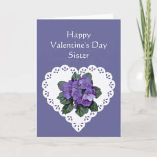 Sister African Violet Blume Valentine Gedicht Feiertagskarte