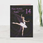 Sister age 14, a ballerina birthday card karte<br><div class="desc">A beautiful ballerina dancing on a birthday card for a sister</div>