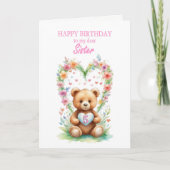 Sister Age 5 Teddy Bear Karte (Vorderseite)