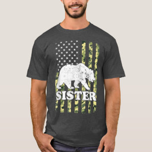 Sister Bear Camping Hiking Camouflage USA T-Shirt
