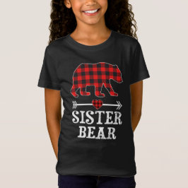 Sister Bear Christmas Pajama Red Kariert Buffalo T-Shirt