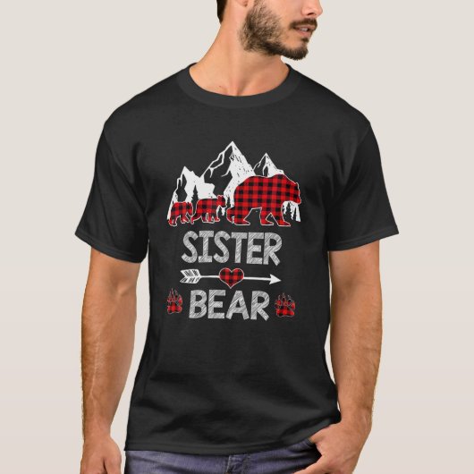 Sister Bear Red Buffalo Kariert Sister Bear Pajama T-Shirt (Vorderseite)