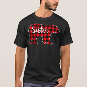 Sister Bear Red Kariert Family Matching Christmas  T-Shirt