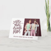 Sister Best Friend Forever Foto burgundday Karte (Vorderseite)