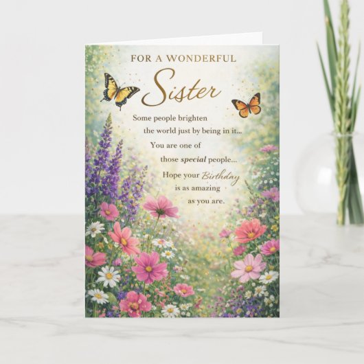 Sister Birthday Card – Floral Karte (Vorderseite)
