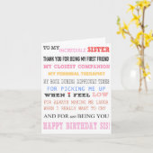 Sister Birthday Card Liebe Bester Freund Karte (Gelbe Blume)