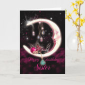 Sister Birthday Card mit Fantasy Moon Fairy Karte (Gelbe Blume)