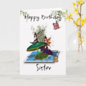 Sister Birthday Card - Niedlich Gothic Fairies Spr Karte (Gelbe Blume)