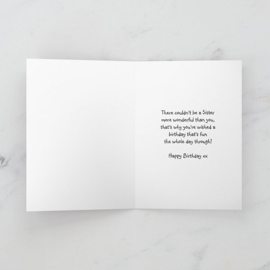 Sister Birthday Card - Niedliches Mädchen mit Musi Karte (Innenseite)