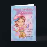 Sister Birthday Card - Niedliches Mädchen mit Musi Karte<br><div class="desc">Sister Birthday Card - Niedliches Mädchen mit Musik</div>