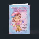 Sister Birthday Card - Niedliches Mädchen mit Musi Karte<br><div class="desc">Sister Birthday Card - Niedliches Mädchen mit Musik</div>