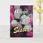Sister Birthday card | pink tulip flower bouquet Karte (Gelbe Blume)