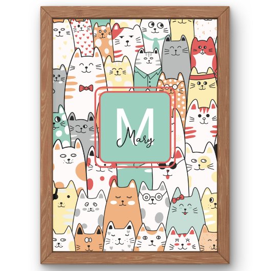 Sister Birthday Cat Kätzchen Name Monogram Kids Fotodruck
