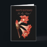 Sister Birthday Coral Belladonna Lily Karte<br><div class="desc">Sie sind auf die schönsten Grußkarten der Blume auf Zazzle gestoßen. Ein auffallendes Bild einer farbenfrohen Blume auf schwarzem Hintergrund, mit passenden Grüßen für einen Anlass. Die Vorderseite ist nicht nur schön, die Rückseite hat auch ein Bild von der vorderen Blume. Wenn der Empfänger fertig ist, rahmen diese Schönheit in...</div>
