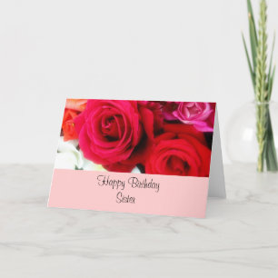 Sister Birthday Greeting Roses Karte