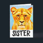 SISTER BIRTHDAY LIONESS LION GREETING CARD KARTE<br><div class="desc">LIONESS GEBURTSTAGSKARTE FÜR SCHWESTER</div>