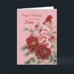 Sister Birthday Peonies Karte<br><div class="desc">Eine wunderschöne Abbildung von rosa und roten Pfingsten,  um Ihrer Schwester einen guten Geburtstag zu wünschen. Diese Karte ist voller Liebe,  elegant und elegant zugleich.</div>