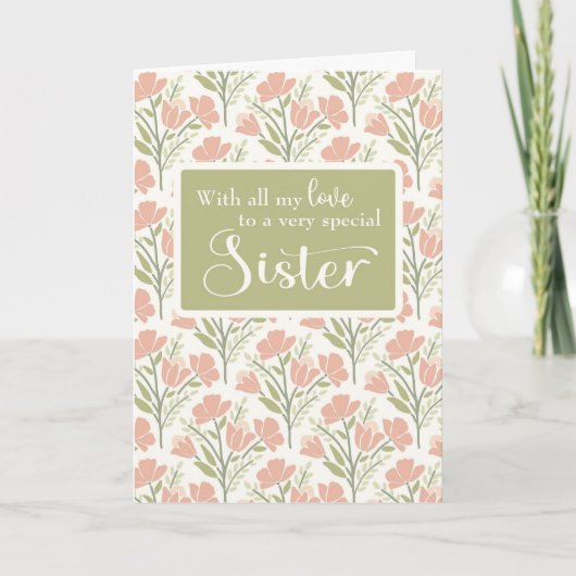 Sister Birthday Pink Blume Pattern Karte (Vorderseite)