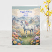 Sister Birthday Unicorn Karte (Gelbe Blume)