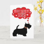 Sister Birthday with Silhouette Scottish Terrier Karte (Gelbe Blume)