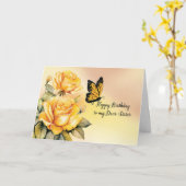 Sister Birthday Yellow Roses Monarch Butterfly Karte (Gelbe Blume)