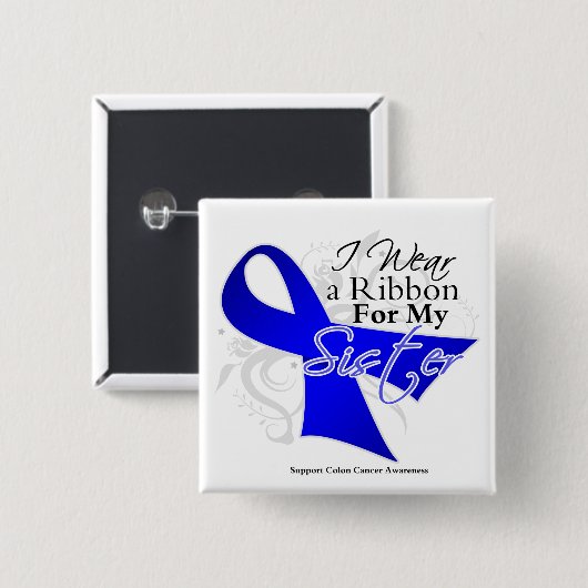 Sister Blue Ribbon - Colon Cancer Button (Vorne & Hinten)