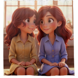Sister Bond – Beautiful Sisters Illustration Art Duschvorhang