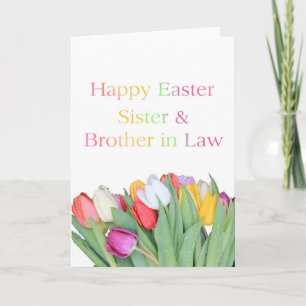 Sister + Brother in Law Happy Easter Tulip card Feiertagskarte