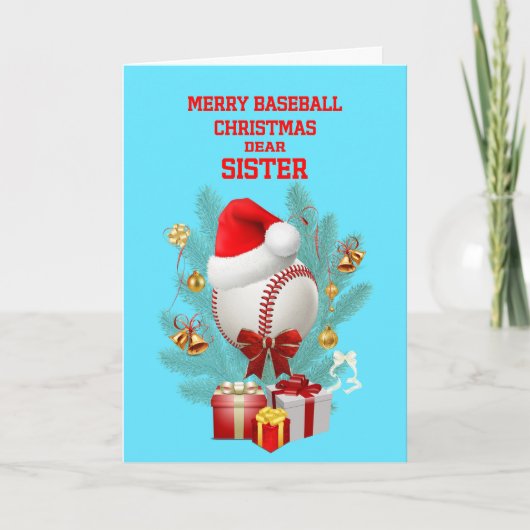 Sister Christmas Baseball Feiertagskarte (Vorderseite)