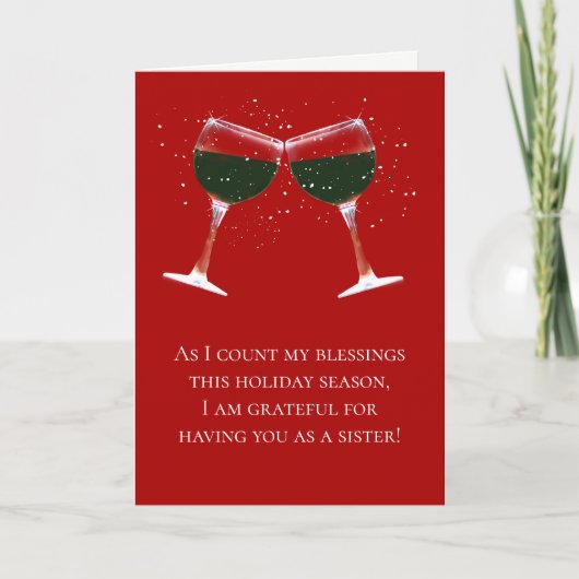 Sister Christmas Funny Holiday mit WIne Karte (Vorderseite)