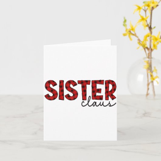 Sister Claus Xmas Christmas Red Plaid Pajama Famil Karte (Gelbe Blume)