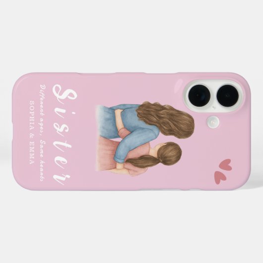 Sister Collage iPhone 16 Case – Same Hearts (Rückseite (Horizontal))