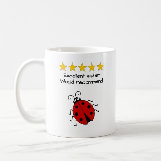 Sister custom text ladybug kaffeetasse (Links)