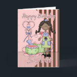 Sister Cute Birthday Card - Cupcakes And Tea - Afr Karte<br><div class="desc">Sister Cute Birthday Card - Cupcakes And Tea - African American</div>