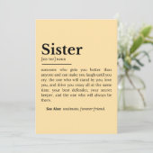 Sister Definition: Bester Freund, Confidante Feiertagskarte (Stehend Vorderseite)
