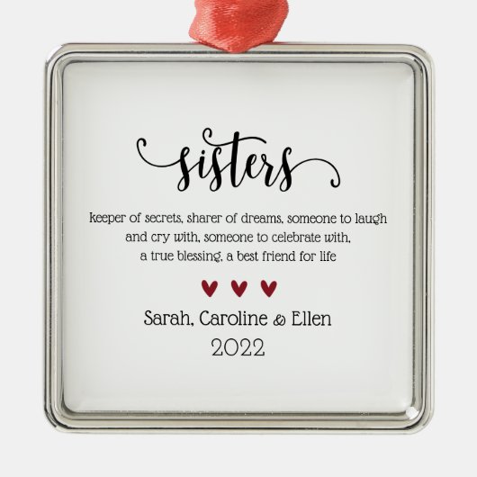 Sister Definition Custom Christmas Ornament Aus Metall (Vorne)