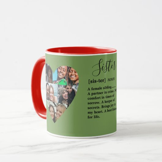 Sister Definition Foto Herzkollektion Farbige Tass Tasse (Vorderseite Links)