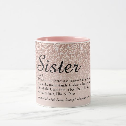 Sister Definition Girl Rose Gold Glitzer Tasse (Zentrum)