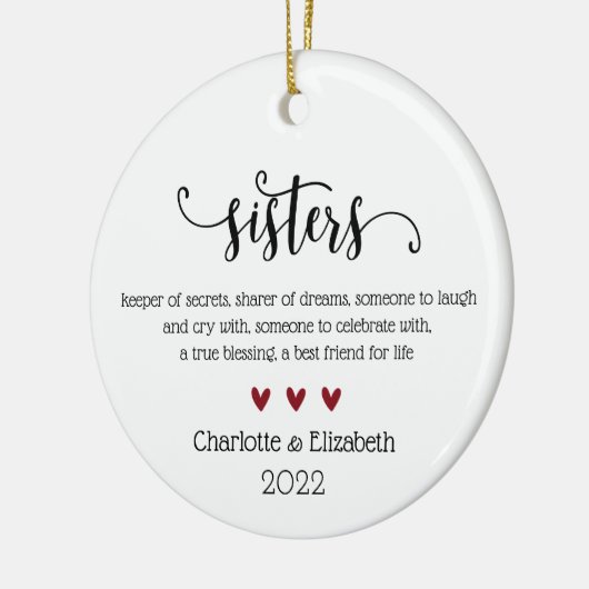 Sister Definition Personalisiert Weihnachten Keramik Ornament (Links)