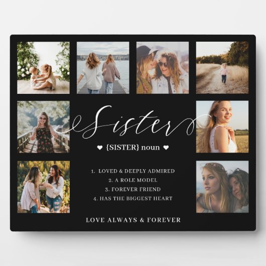 Sister Definition Script Foto Collage Keepake Fotoplatte (Vorderseite)