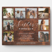 Sister Definition Script Foto Collage Woodgrain Fotoplatte (Vorderseite)