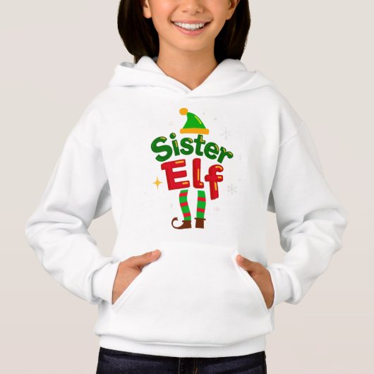 Sister Elf Fun Family Christmas Design Hoodie (Vorderseite)