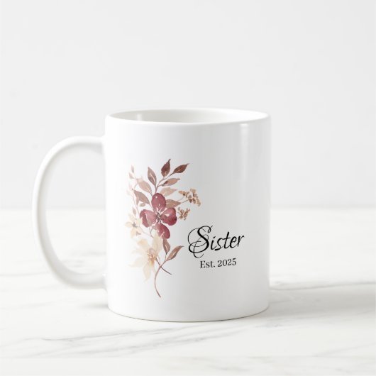 Sister Est. Year – Established Aunt Milestone Kaffeetasse (Links)