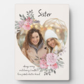 Sister Foto Plaque Gold Herz Blumenrahmen Fotoplatte (Vorderseite)