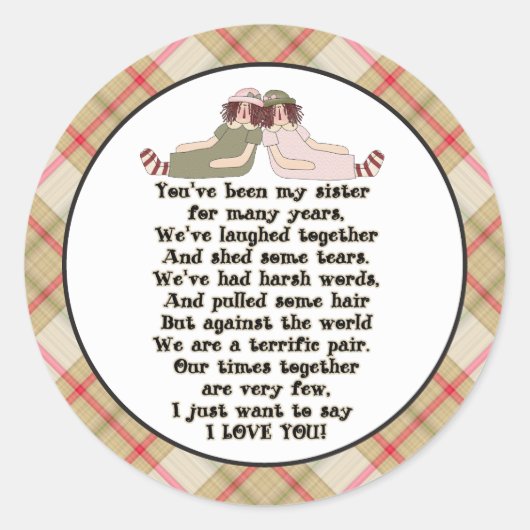 Sister fun Family Cartoon Aufkleber (Vorderseite)