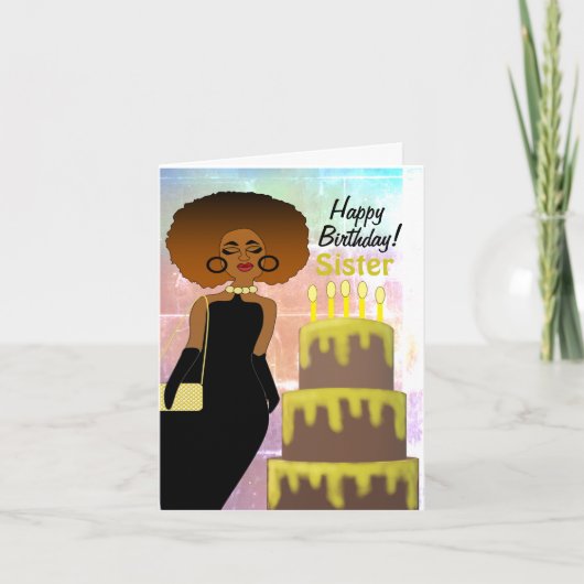 Sister Funny African American Happy Birthday Card Karte (Vorderseite)