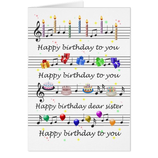 Sister Funny Happy Birthday Song Sheet Music (Vorne)