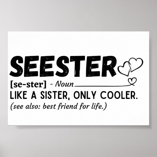Sister Funny Seester Definition Poster (Vorne)