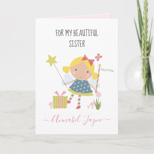 SIster Geburtstagsmädchen whimsical Karte (Vorderseite)