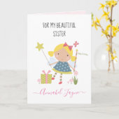 SIster Geburtstagsmädchen whimsical Karte (Gelbe Blume)